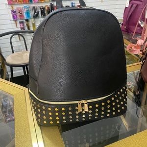 LARGE FAUX LEATHER BACKPACK
